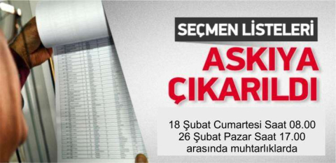 Seçmen Listeleri askıya çıkarıldı